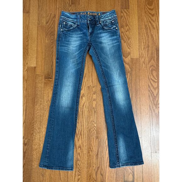 Rock Revival Jeans Womens 28 Blue Gwen Embroidered Easy Boot Stretch Denim - Picture 1 of 8